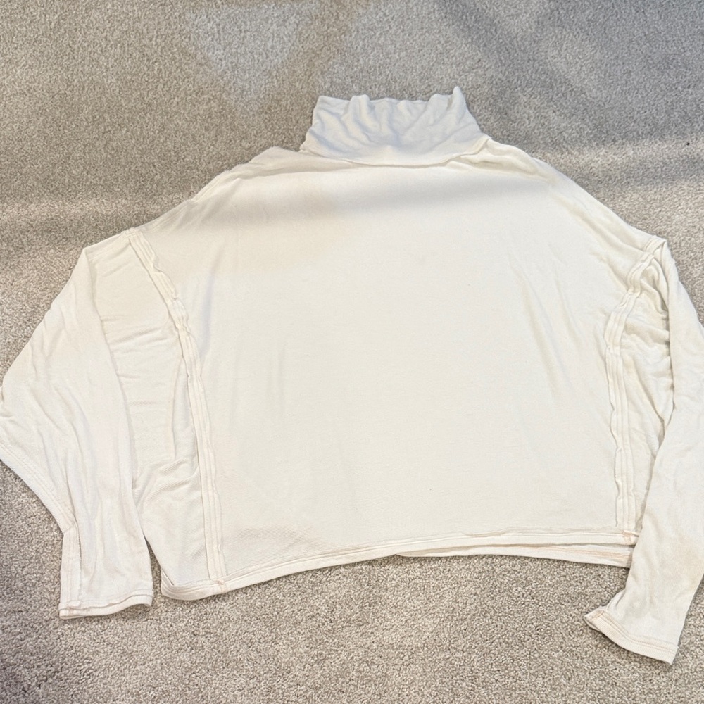 Free People Cream Turtleneck Sweatshirt